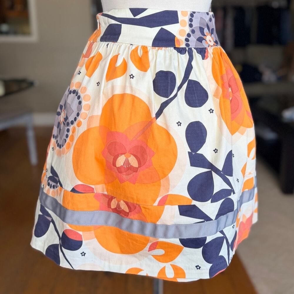 Necessary Objects Y2K Retro Floral Mini Skirt Pop Art Pockets A-Line Small